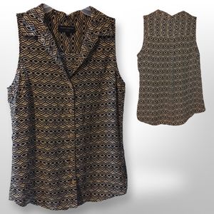 Banana Republic Factory Classic Fit Geometric Tank, Size Small, Tan Black